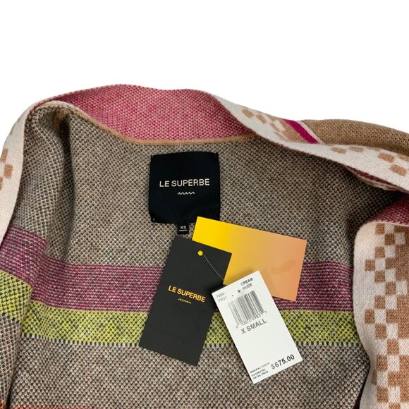 Le Superbe Cream Meditation Cardigan Sweater XS Fringe Wool Cashmere Western - Picture 3 of 12